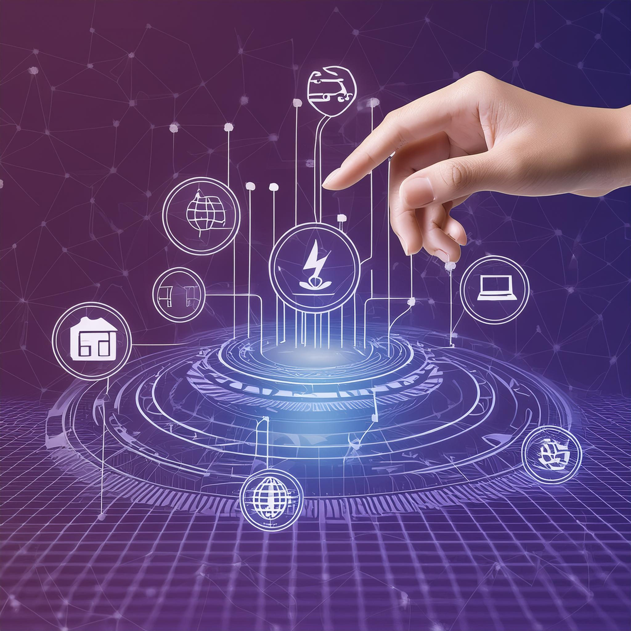 Firefly realistic 3D wallpaper with, electrical and computer icons; futuristic technology concept; i (2)