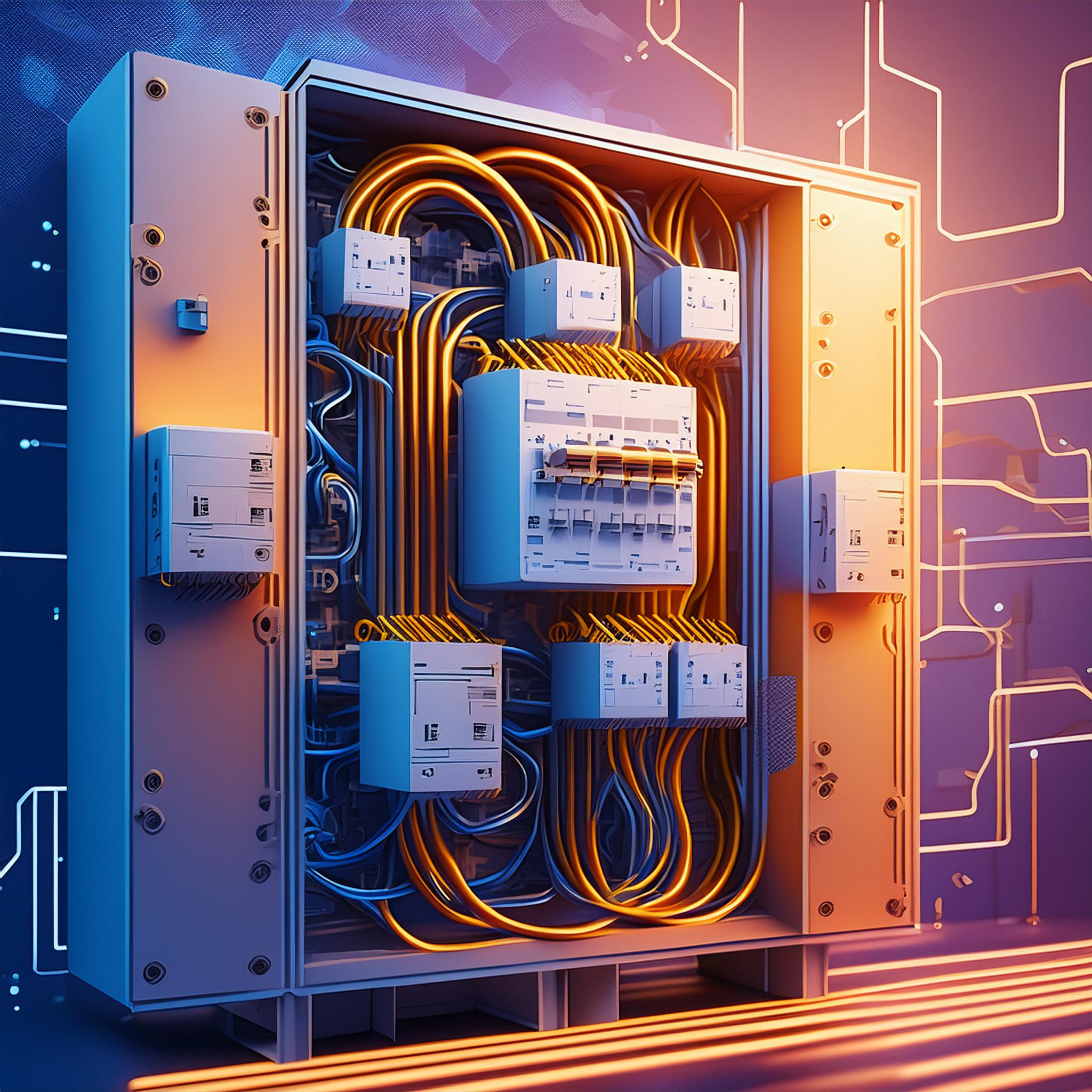 Firefly realistic 3D wallpaper with, electrical distribution board; high detailed illustration; copy (3)