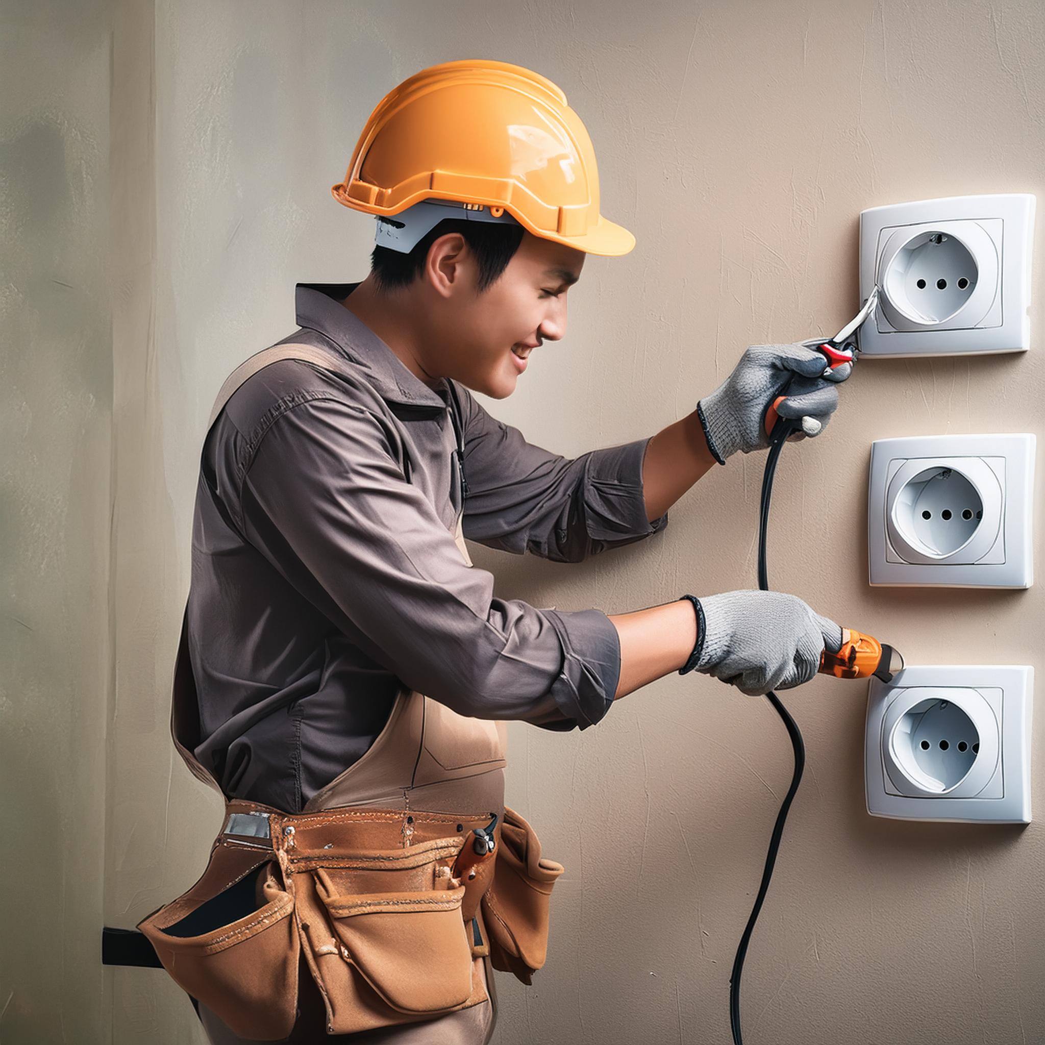 Firefly realistic wallpaper with, electricians repair socket; energy and electricity concept backgro (2)